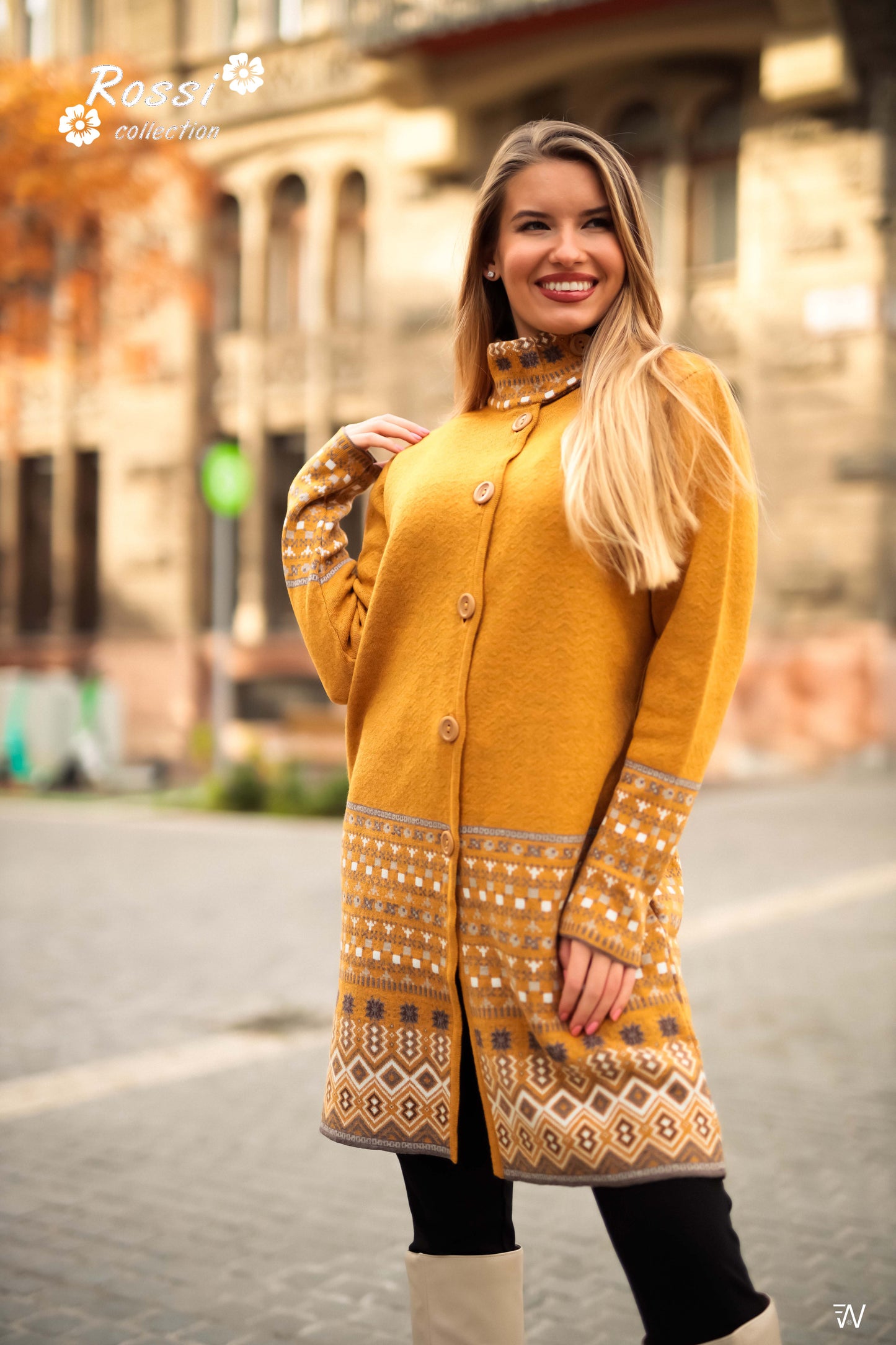ELENA Women's Long Knitted Coat with Pockets and Button Closure - Lightweight Winter Coat for Chilly Days