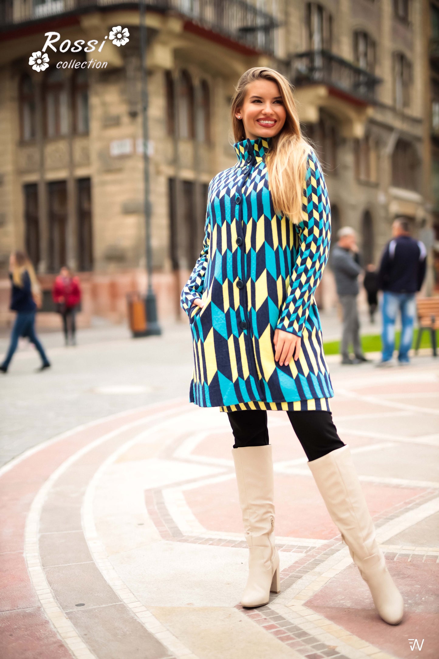 VIKTORIA Women's Long Knitted Coat with Pockets and Button Closure - Lightweight Winter Coat for Chilly Days