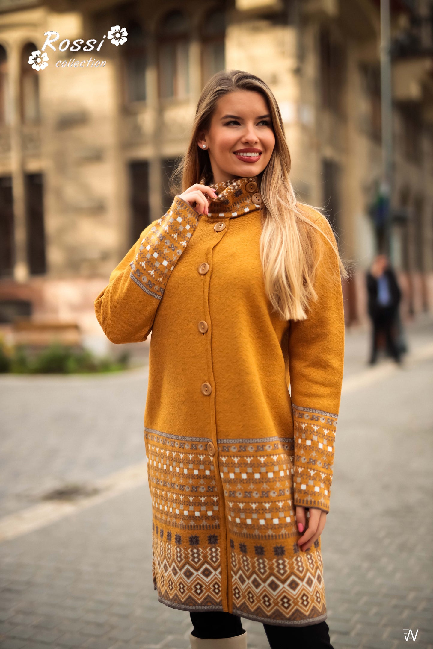 ELENA Women's Long Knitted Coat with Pockets and Button Closure - Lightweight Winter Coat for Chilly Days